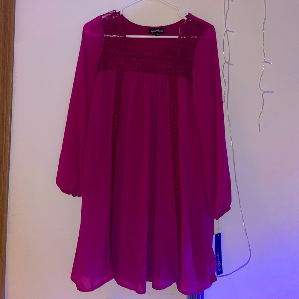 dark pink long sleeve dress